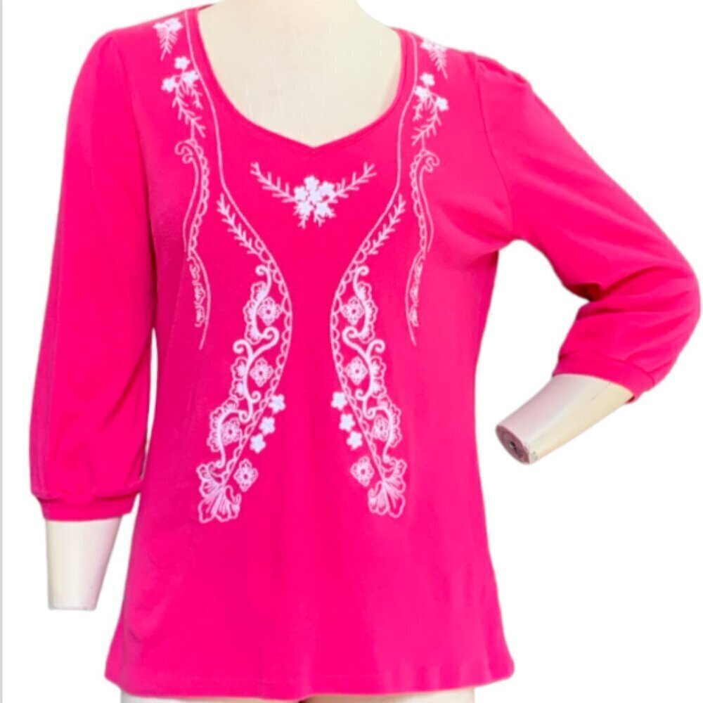 RXB Embroidered Cotton Top Sz XL Pink #89H